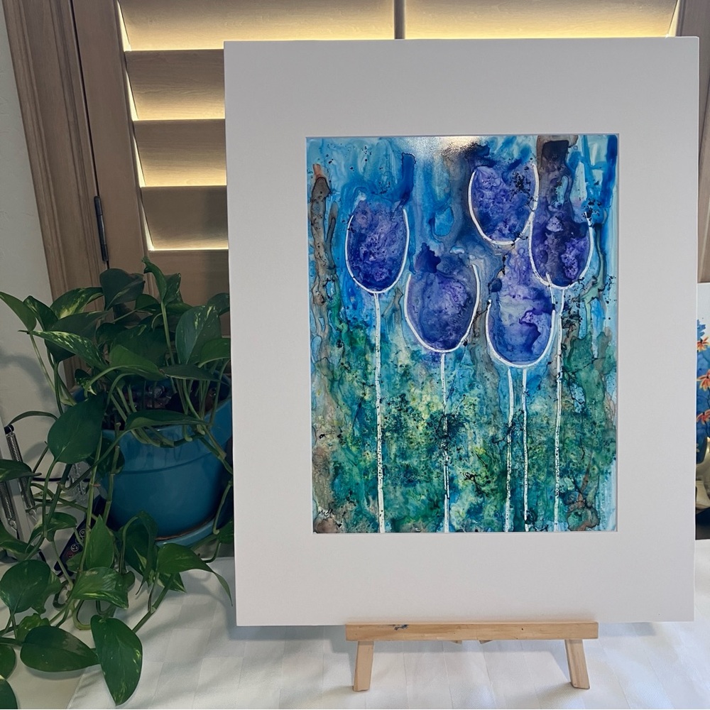 Abstract Floral Tulip Original Watercolor Wall Art Painting